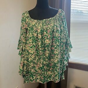 SHEIN Green Floral Blouse